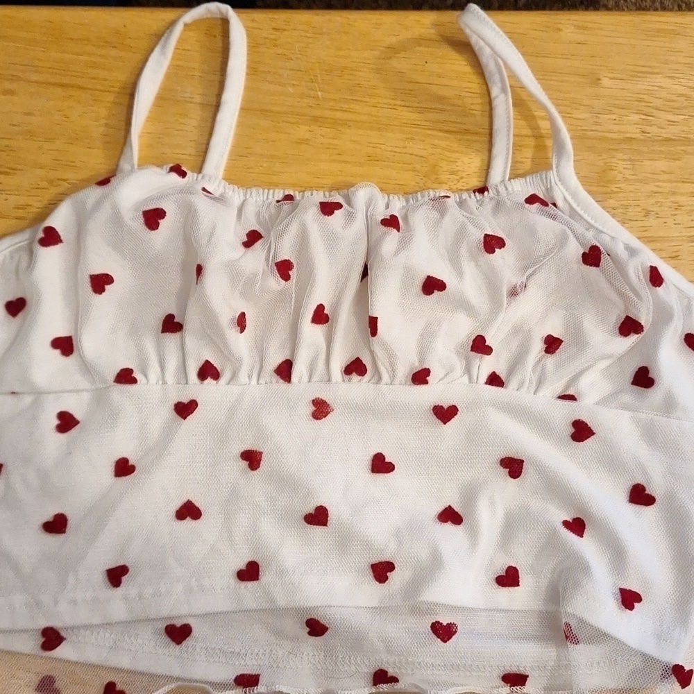 Spaghetti Strap Hearts Crop Top - Large